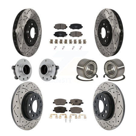 Front Rear Hub Bearing Coated Disc Brake Rotor Pad Kit (10Pc) For 2016-2018 Fiat 500X FWD KBB-130942