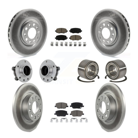 Front Rear Hub Bearing Coated Disc Brake Rotor Pad Kit (10Pc) For 2016-2018 Fiat 500X FWD KBB-130943