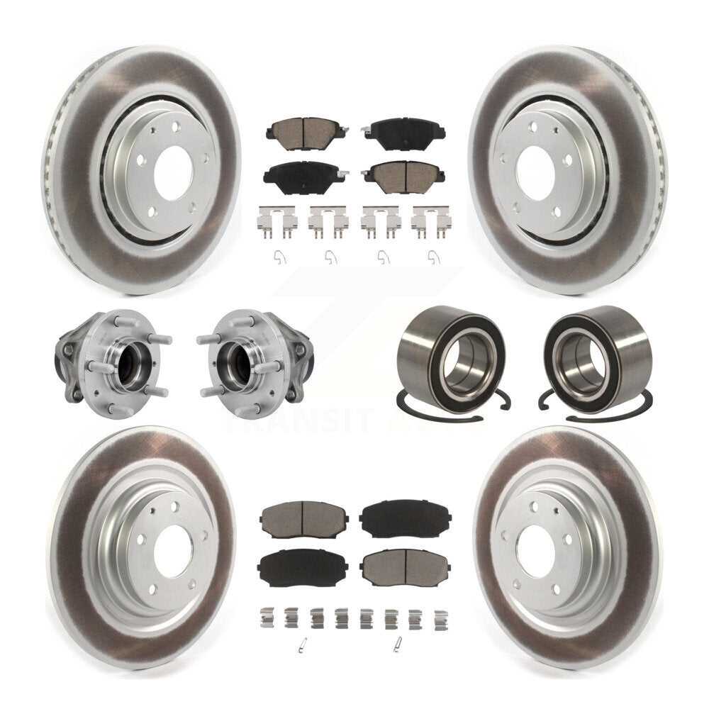 Front Rear Hub Bearing Coated Brake Rotor And Pad Kit (10Pc) For 2016-2018 Mazda CX-9 FWD KBB-130945