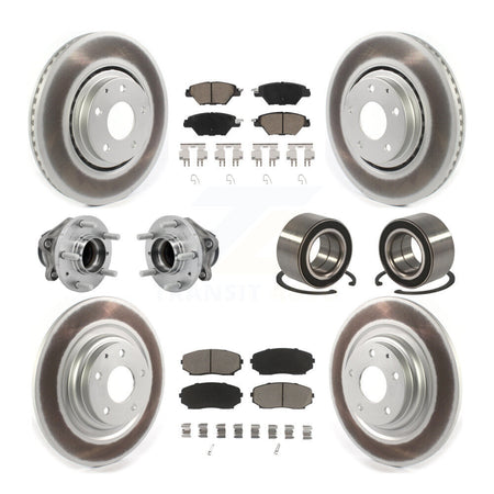 Front Rear Hub Bearing Coated Brake Rotor And Pad Kit (10Pc) For 2016-2018 Mazda CX-9 FWD KBB-130945