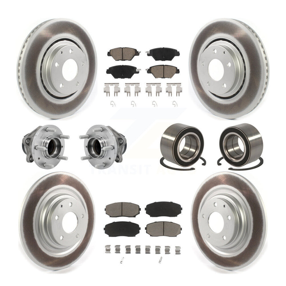 Front Rear Hub Bearing Coated Brake Rotor And Pad Kit (10Pc) For 2016-2018 Mazda CX-9 FWD KBB-130945