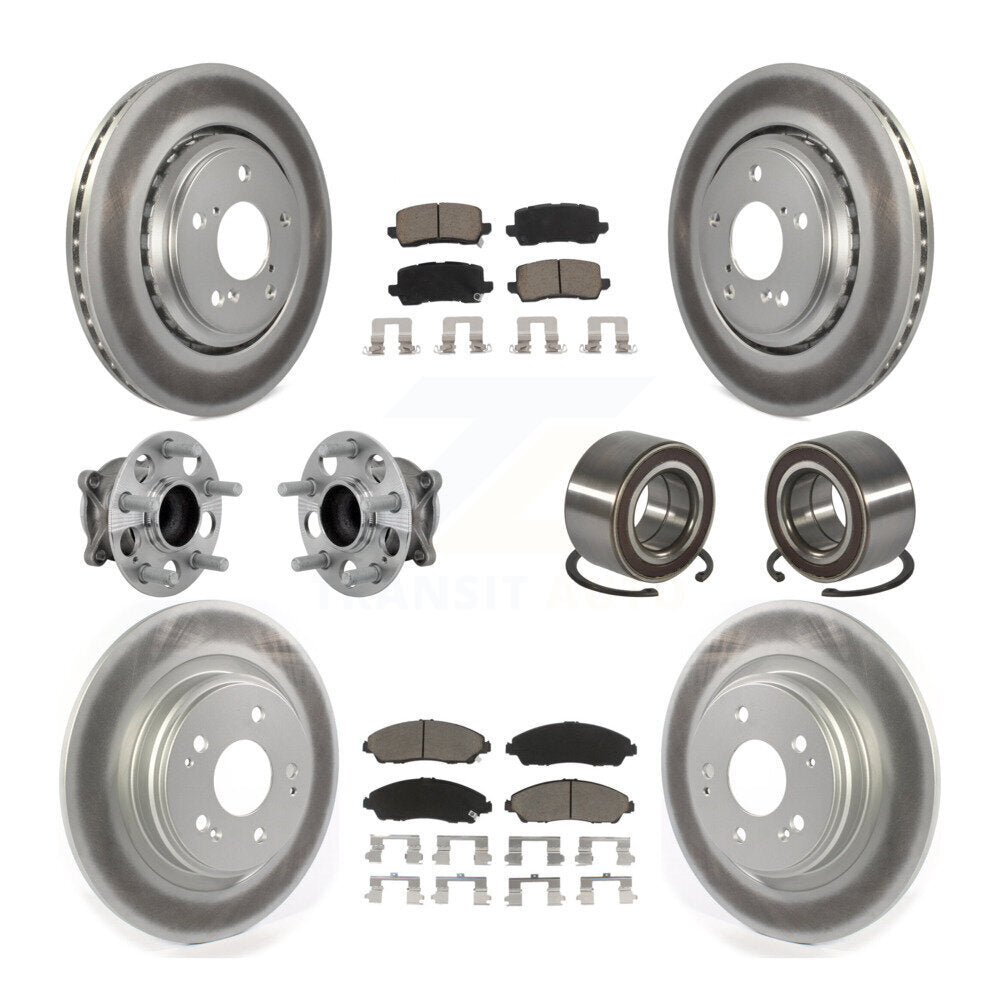 Front Rear Hub Bearing Coated Disc Brake Rotors And Ceramic Pads Kit (10Pc) For Acura MDX KBB-130950