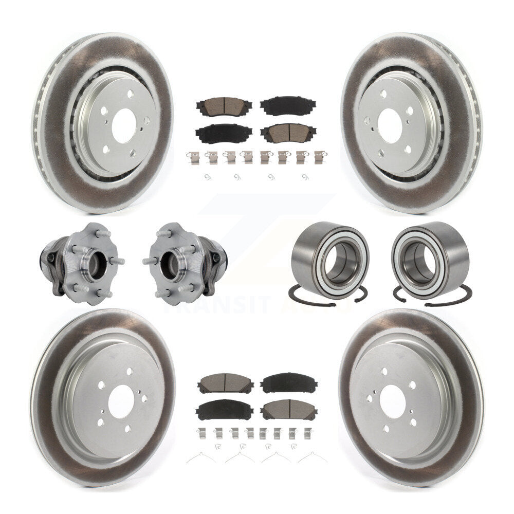 Front Rear Hub Bearing Coated Disc Brake Rotor & Pads Kit (10Pc) For 2016 Lexus RX350 FWD KBB-130952