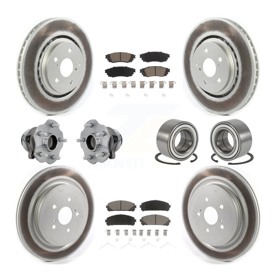 Front Rear Hub Bearing Coated Disc Brake Rotor & Pads Kit (10Pc) For 2016 Lexus RX350 FWD KBB-130952