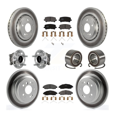 Front Rear Hub Bearing Coated Brake Rotor & Pads Kit (10Pc) For 2016-2022 Honda Pilot FWD KBB-130953