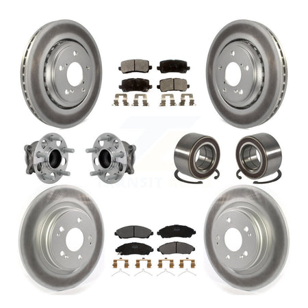 Front Rear Hub Bearing Assembly Coated Disc Brake Rotor And Pads Kit (10Pc) For Acura MDX KBB-130954