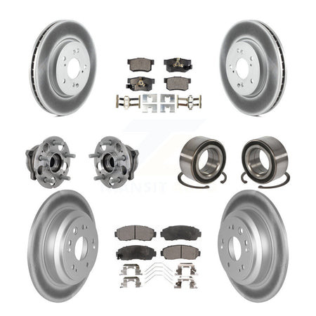 Front Rear Hub Bearing Coated Brake Rotor & Pad Kit (10Pc) For Honda Crosstour Accord AWD KBB-130957