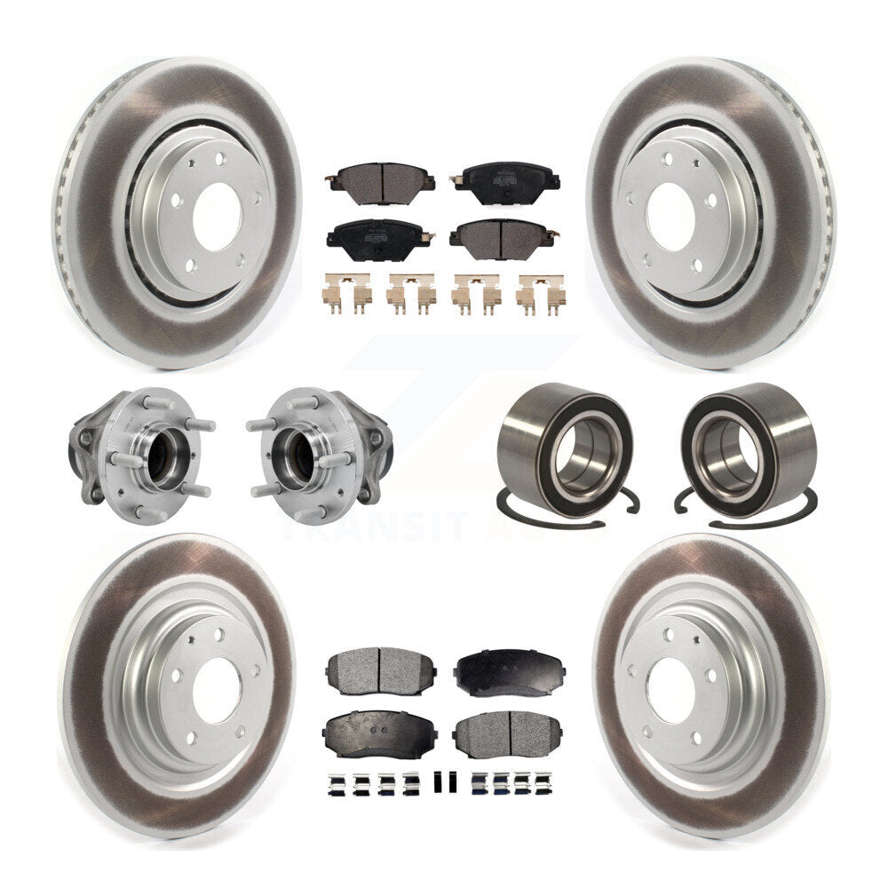 Front Rear Hub Bearing Coated Brake Rotor And Pad Kit (10Pc) For 2016-2018 Mazda CX-9 FWD KBB-130959