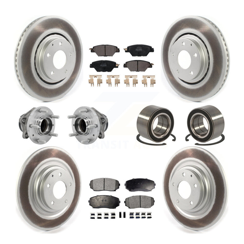 Front Rear Hub Bearing Coated Brake Rotor And Pad Kit (10Pc) For 2016-2018 Mazda CX-9 FWD KBB-130959