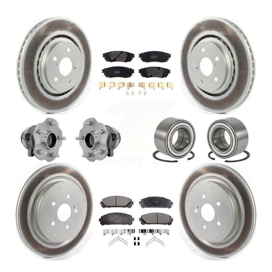 Front Rear Hub Bearing Coated Disc Brake Rotor & Pads Kit (10Pc) For 2016 Lexus RX350 FWD KBB-130961