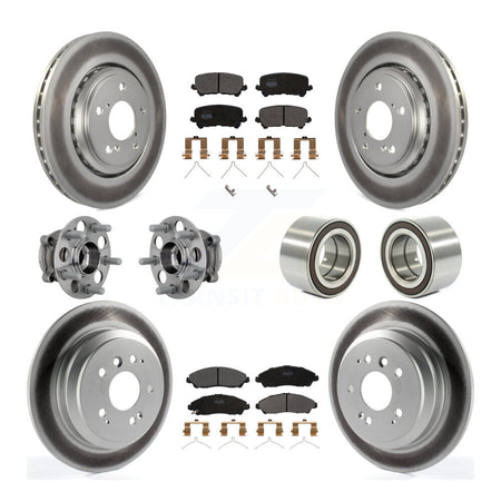 Front Rear Hub Bearing Coat Brake Rotor Pads Kit (10Pc) For 2017-2019 Honda Ridgeline AWD KBB-130962