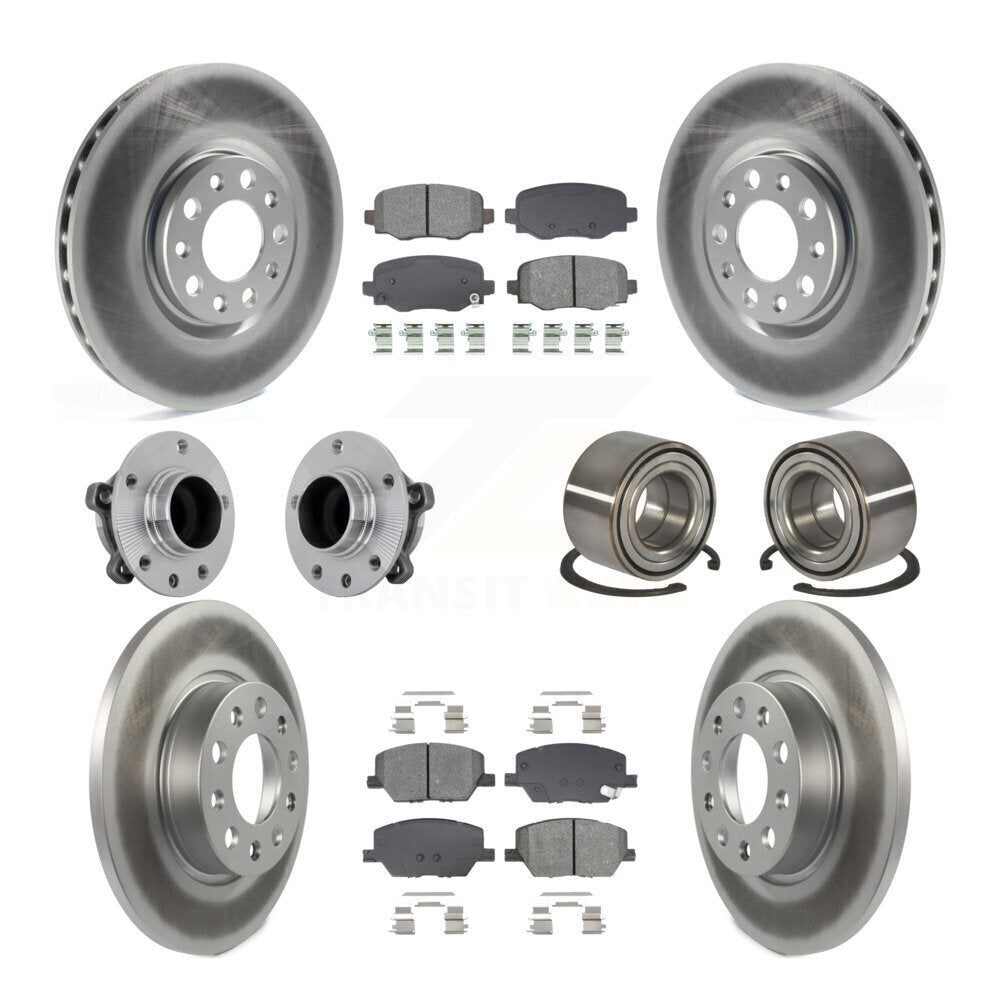 Front Rear Hub Bearing Coated Disc Brake Rotor Pad Kit (10Pc) For 2016-2018 Fiat 500X FWD KBB-130963
