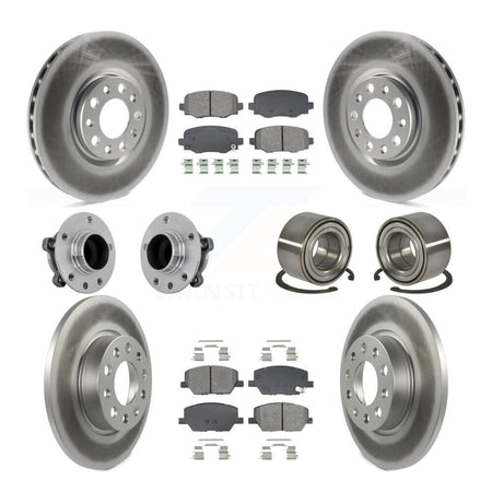 Front Rear Hub Bearing Coated Disc Brake Rotor Pad Kit (10Pc) For 2016-2018 Fiat 500X FWD KBB-130963