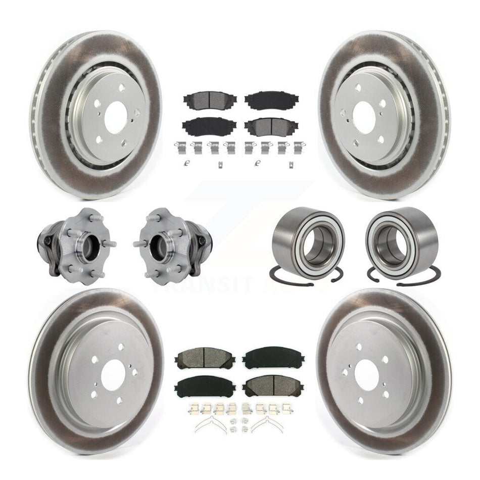 Front Rear Hub Bearing Coated Disc Brake Rotor & Pads Kit (10Pc) For 2016 Lexus RX350 FWD KBB-130966