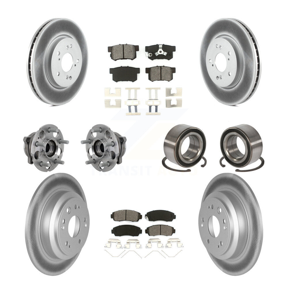 Front Rear Hub Bearing Coated Brake Rotor & Pad Kit (10Pc) For Honda Crosstour Accord AWD KBB-130968