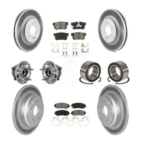 Front Rear Hub Bearing Coated Brake Rotor & Pad Kit (10Pc) For Honda Crosstour Accord AWD KBB-130968