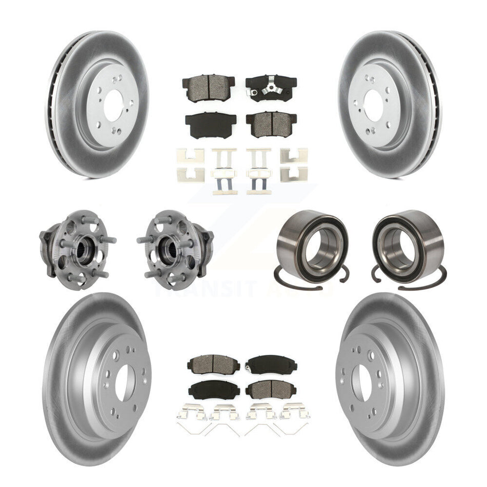 Front Rear Hub Bearing Coated Brake Rotor & Pad Kit (10Pc) For Honda Crosstour Accord AWD KBB-130968