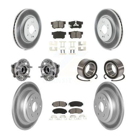 Front Rear Hub Bearing Coat Brake Rotor Pads Kit (10Pc) For 10 Honda Accord Crosstour AWD KBB-130969