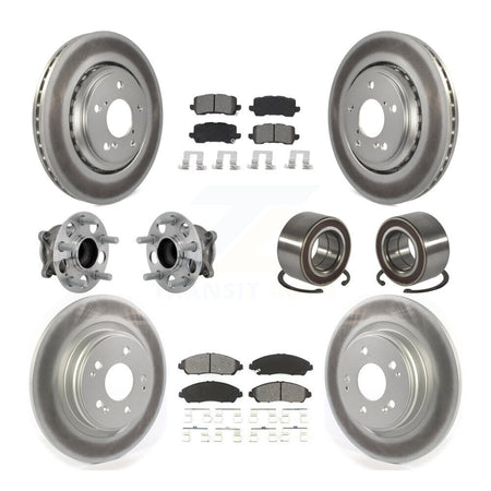 Front Rear Hub Bearing Assembly Coated Disc Brake Rotor And Pads Kit (10Pc) For Acura MDX KBB-130972
