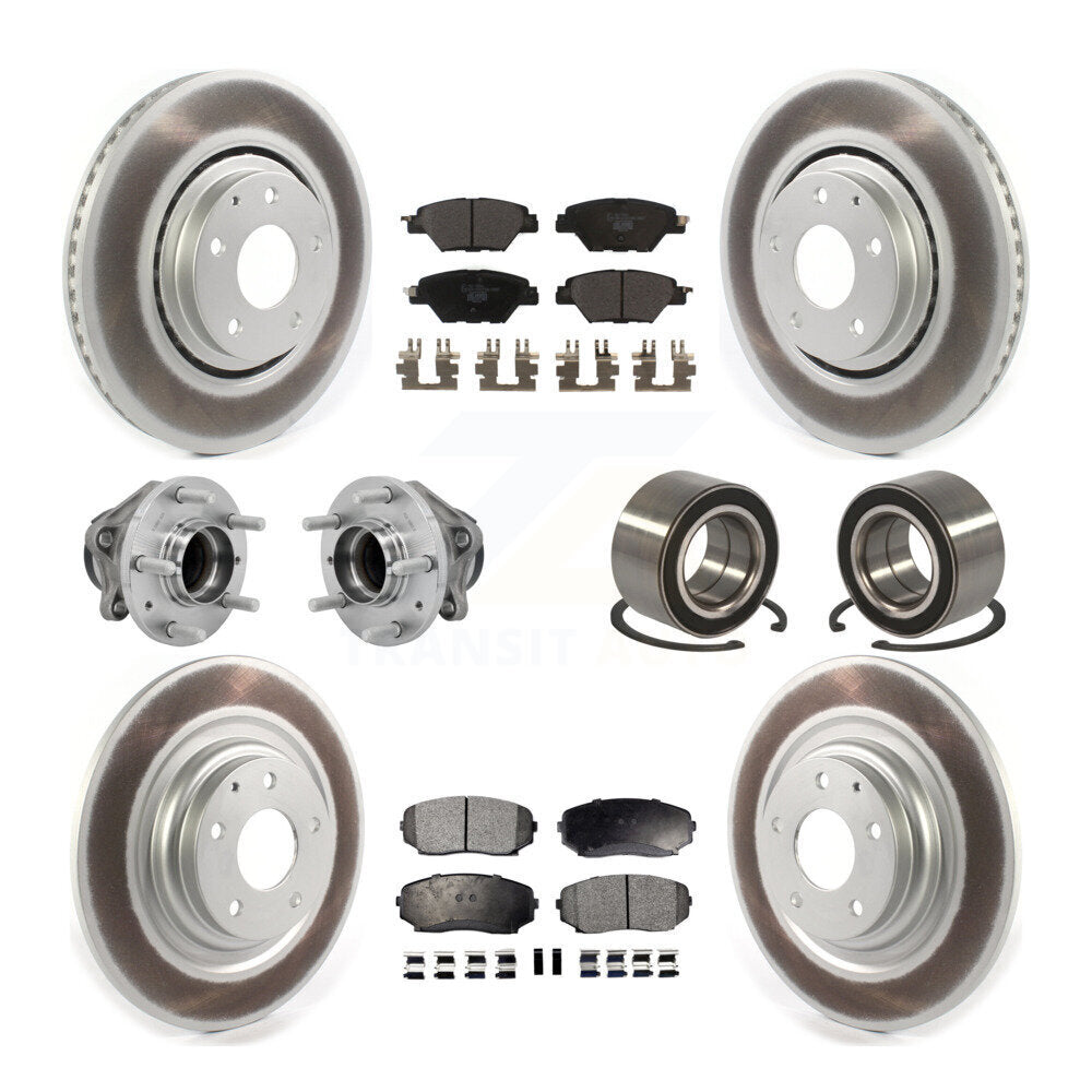 Front Rear Hub Bearing Coated Brake Rotor And Pad Kit (10Pc) For 2016-2018 Mazda CX-9 FWD KBB-130973
