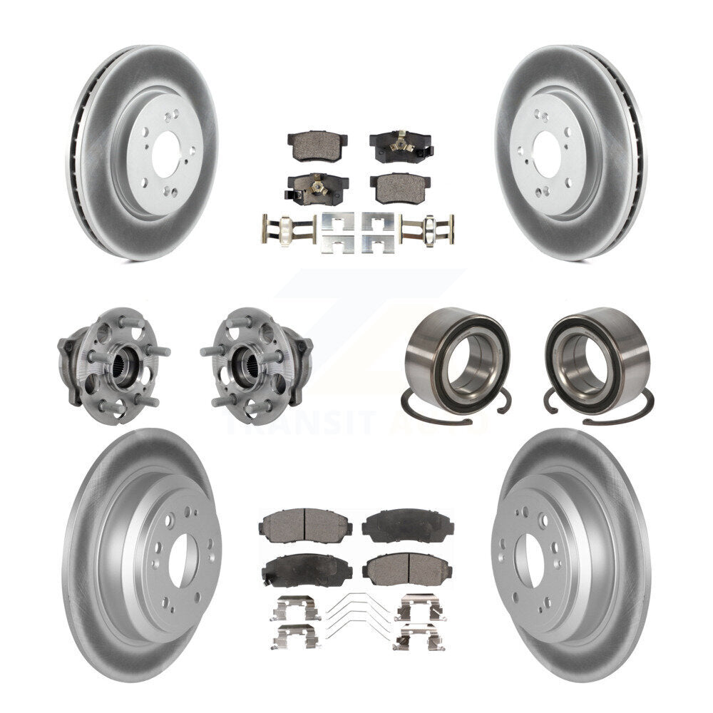 Front Rear Hub Bearing Coated Brake Rotor & Pad Kit (10Pc) For Honda Crosstour Accord AWD KBB-130975