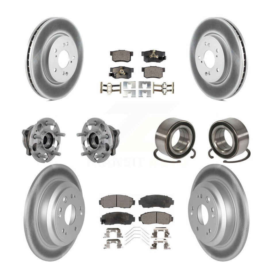 Front Rear Hub Bearing Coated Brake Rotor & Pad Kit (10Pc) For Honda Crosstour Accord AWD KBB-130975