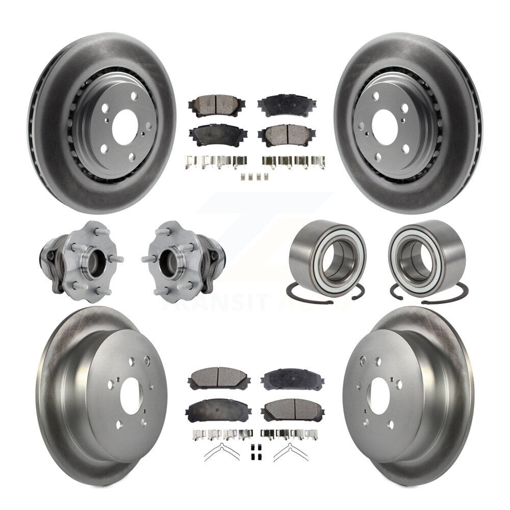 Front Rear Hub Bearing Coat Brake Rotor Pads Kit (10Pc) For Toyota Highlander Lexus RX350 KBB-130980