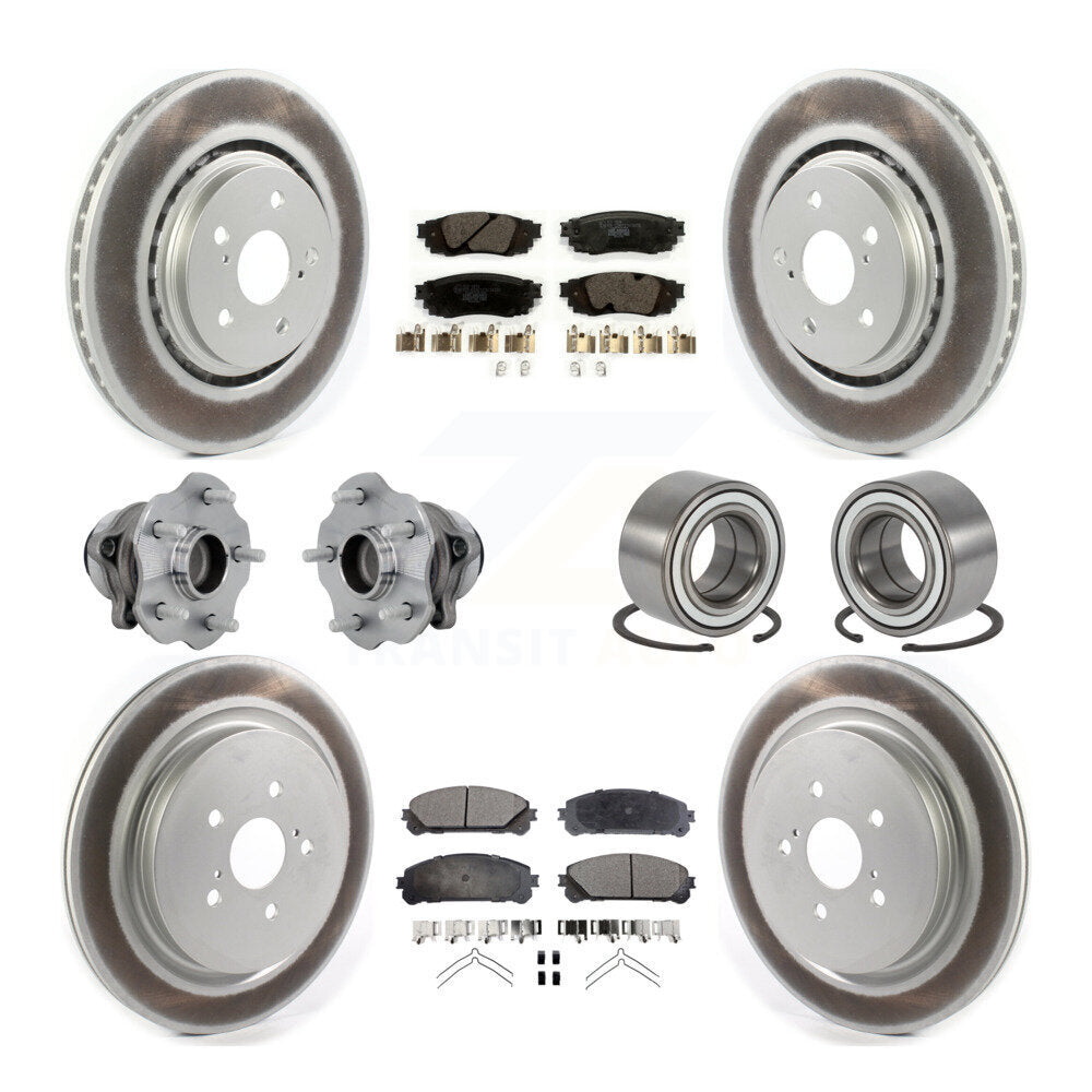 Front Rear Hub Bearing Coated Disc Brake Rotor & Pads Kit (10Pc) For 2016 Lexus RX350 FWD KBB-130981