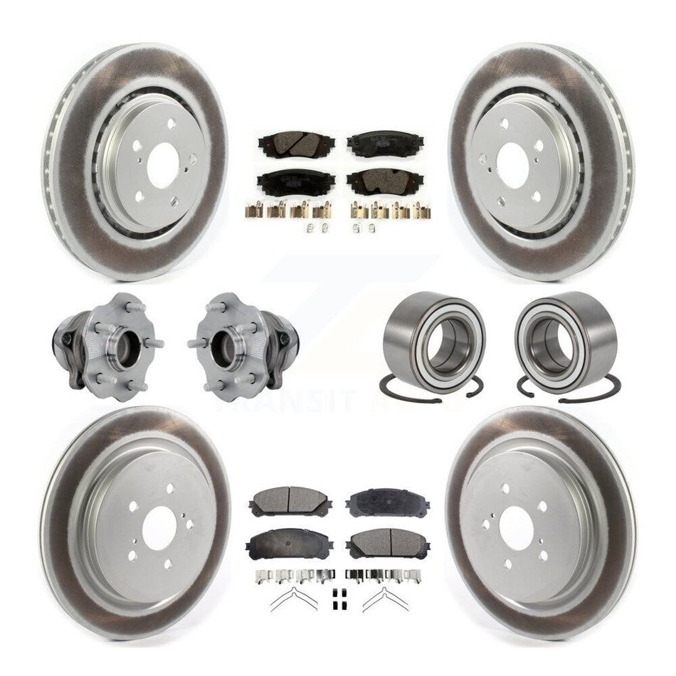 Front Rear Hub Bearing Coated Disc Brake Rotor & Pads Kit (10Pc) For 2016 Lexus RX350 FWD KBB-130981