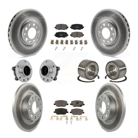 Front Rear Hub Bearing Coated Disc Brake Rotor Pad Kit (10Pc) For 2016-2018 Fiat 500X FWD KBB-130982