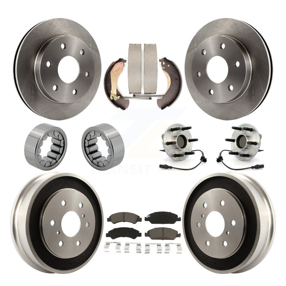 Front Rear Hub Bearings Disc Brake Rotors And Pads Shoes Kit (10Pc) For GMC Sierra 1500 KBB-130983