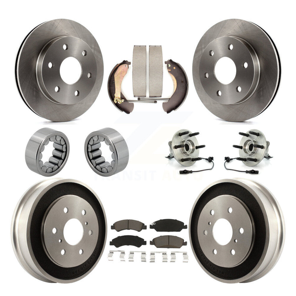 Front Rear Hub Bearings Disc Brake Rotors And Pads Shoes Kit (10Pc) For GMC Sierra 1500 KBB-130984