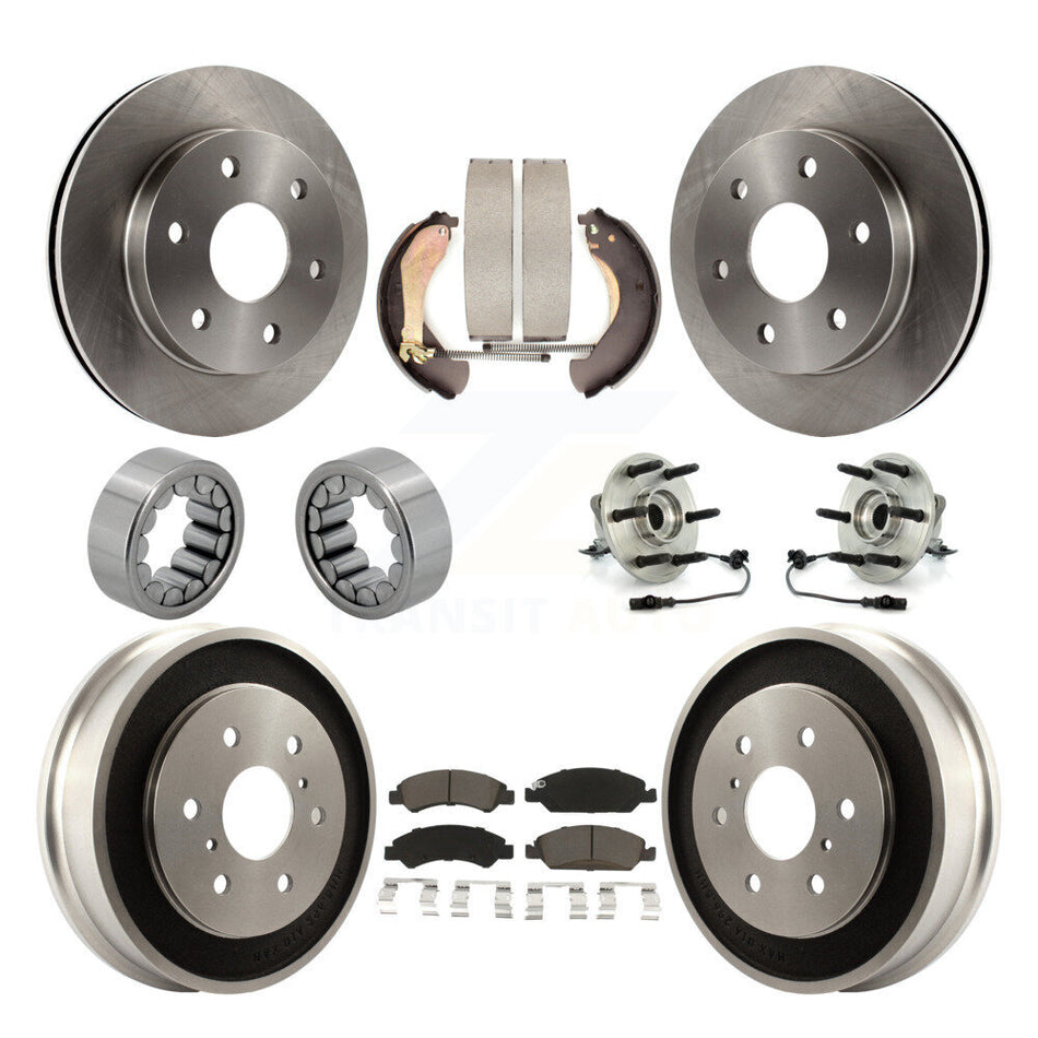 Front Rear Hub Bearings Disc Brake Rotors And Pads Shoes Kit (10Pc) For GMC Sierra 1500 KBB-130984