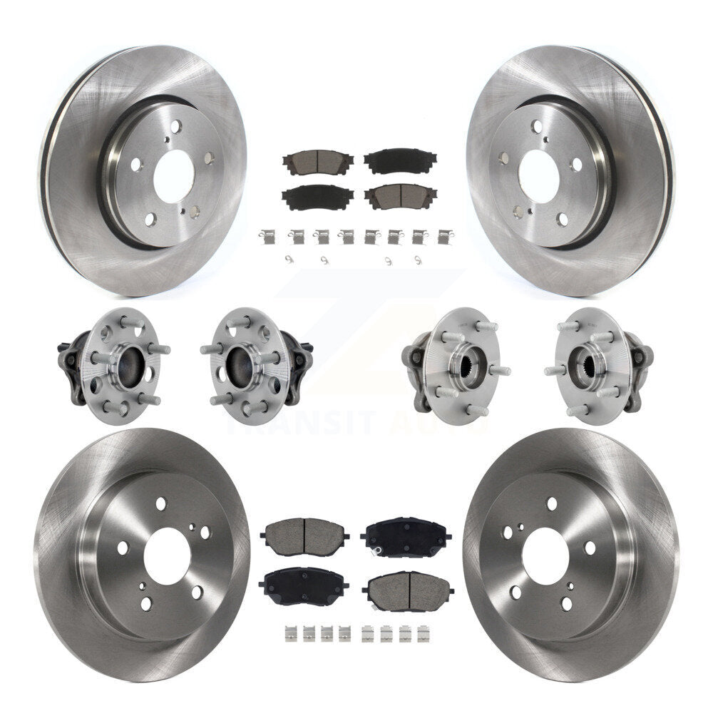 Front Rear Hub Bearings Disc Brake Rotors And Ceramic Pads Kit (10Pc) For Toyota C-HR KBB-130988