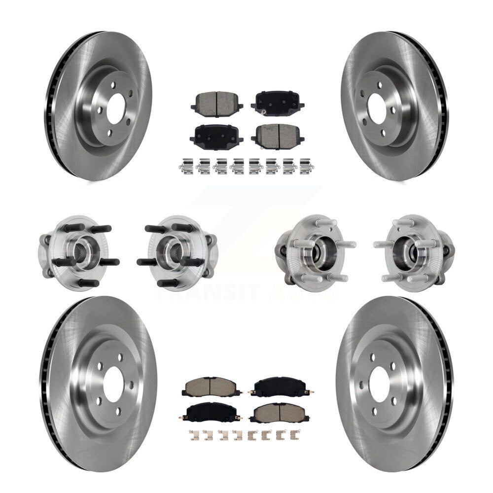 Front Rear Hub Bearing Disc Brake Rotor Pads Kit (10Pc) For 2020-2022 Lincoln Aviator AWD KBB-130991