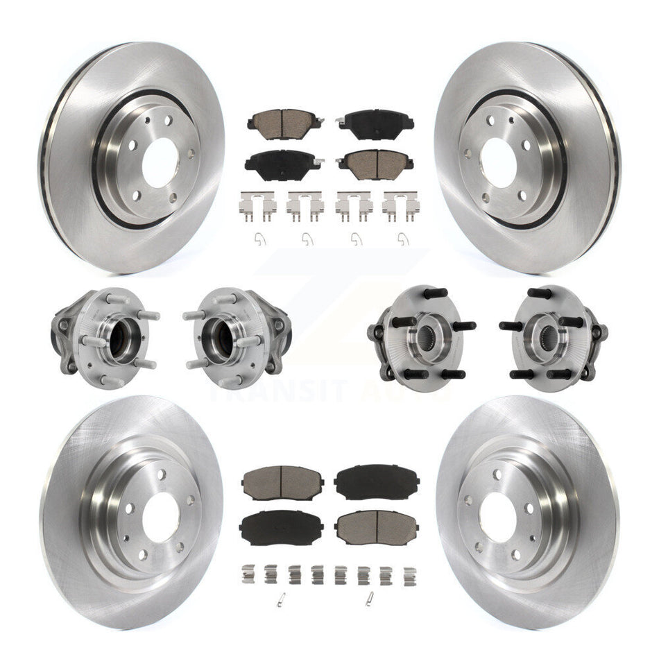 Front Rear Hub Bearing Disc Brake Rotors And Pads Kit (10Pc) For 2016-2021 Mazda CX-9 FWD KBB-130996