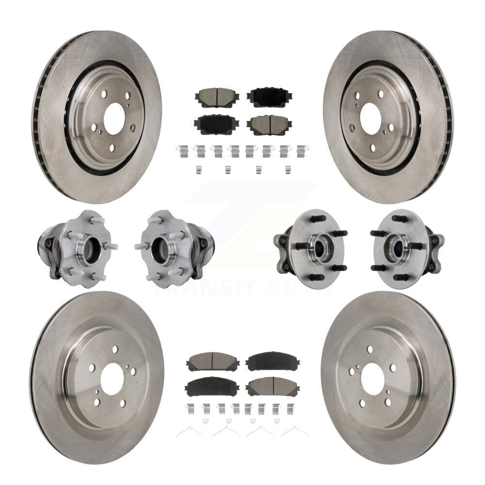 Front Rear Hub Bearing Brake Rotor And Pad Kit (10Pc) For 2020-2022 Toyota Highlander FWD KBB-131002