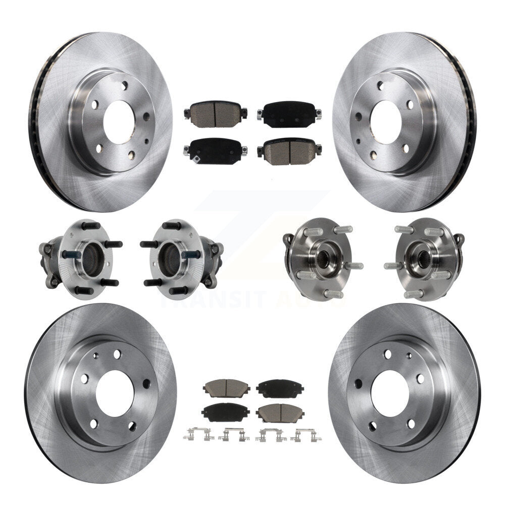Front Rear Hub Bearing Disc Brake Rotors And Pads Kit (10Pc) For 2019-2021 Mazda CX-3 FWD KBB-131008