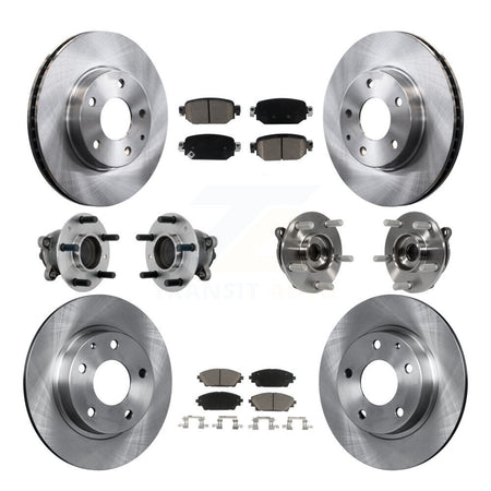 Front Rear Hub Bearing Disc Brake Rotors And Pads Kit (10Pc) For 2019-2021 Mazda CX-3 FWD KBB-131008