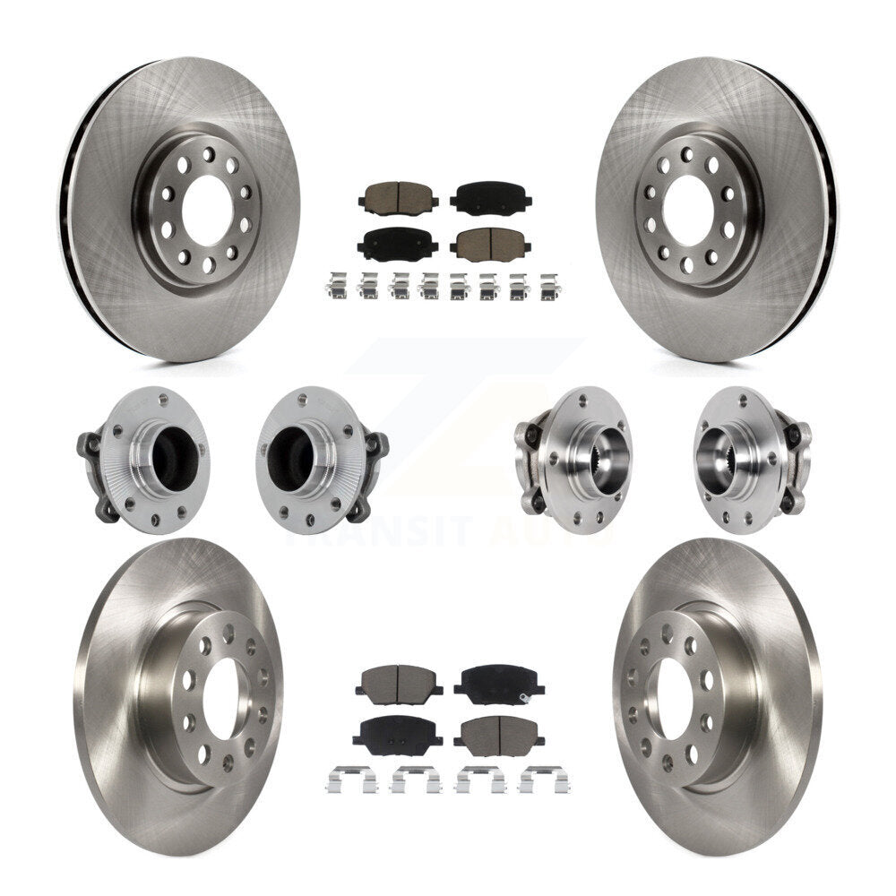 Front Rear Hub Bearing Disc Brake Rotor & Pads Kit (10Pc) For Jeep Renegade Fiat 500X FWD KBB-131009