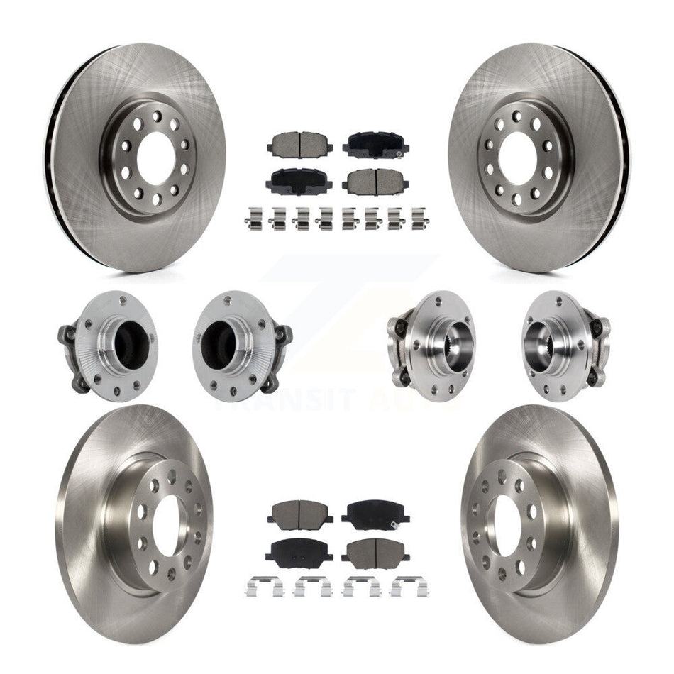 Front Rear Hub Bearing Disc Brake Rotors And Ceramic Pads Kit (10Pc) For Jeep Compass FWD KBB-131010