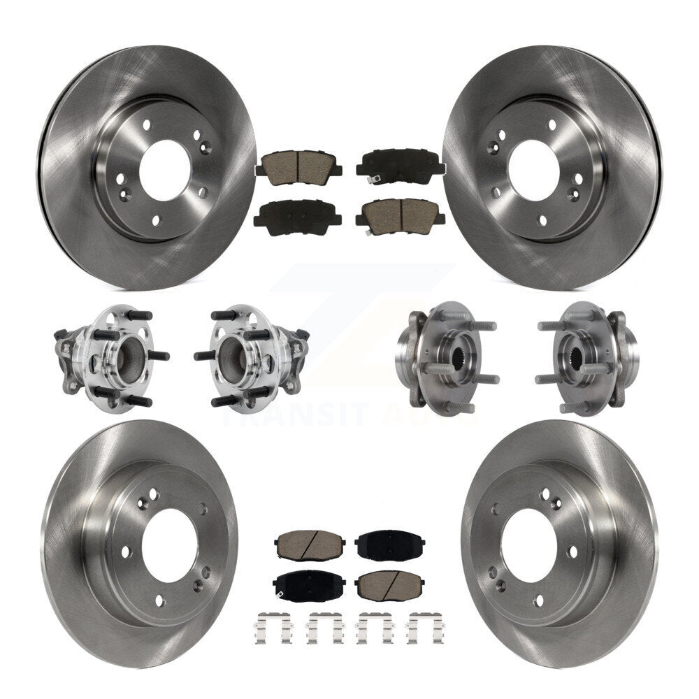 Front Rear Hub Bearing Disc Brake Rotor & Pad Kit (10Pc) For Kia Forte Hyundai Elantra GT KBB-131012