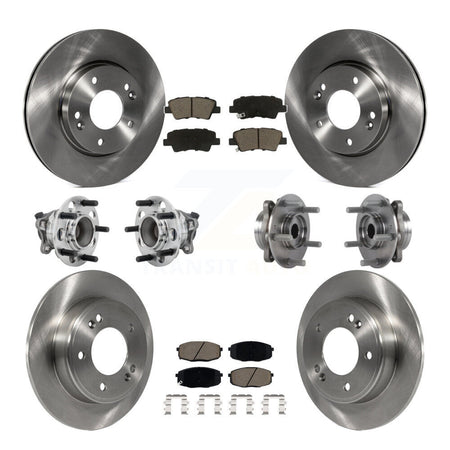 Front Rear Hub Bearing Disc Brake Rotor & Pad Kit (10Pc) For Kia Forte Hyundai Elantra GT KBB-131012