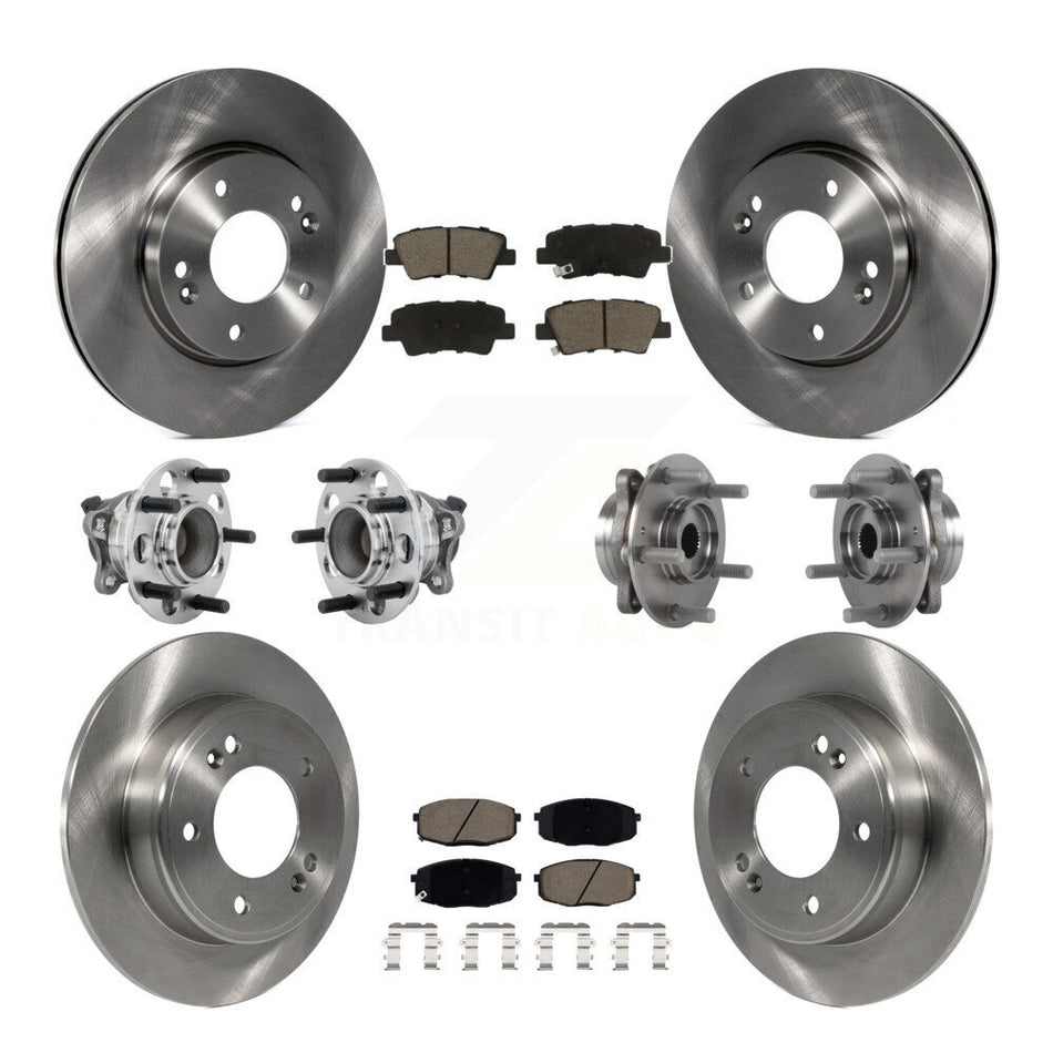 Front Rear Hub Bearing Disc Brake Rotor & Pad Kit (10Pc) For Kia Forte Hyundai Elantra GT KBB-131012