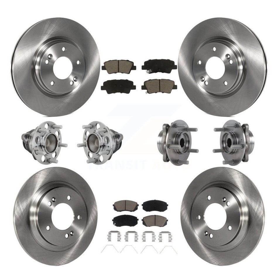 Front Rear Hub Bearing Disc Brake Rotor And Ceramic Pad Kit (10Pc) For Hyundai Elantra GT KBB-131014