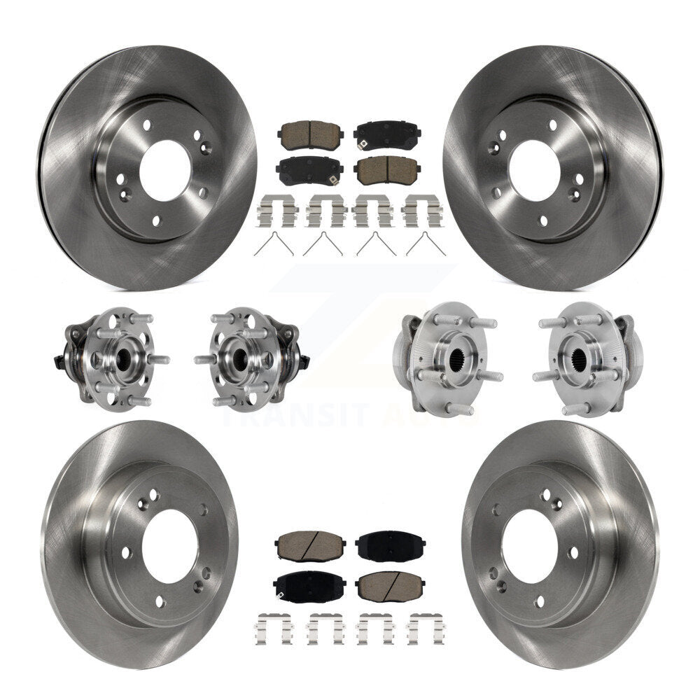 Front Rear Hub Bearings Disc Brake Rotors And Ceramic Pads Kit (10Pc) For Hyundai Kona KBB-131015