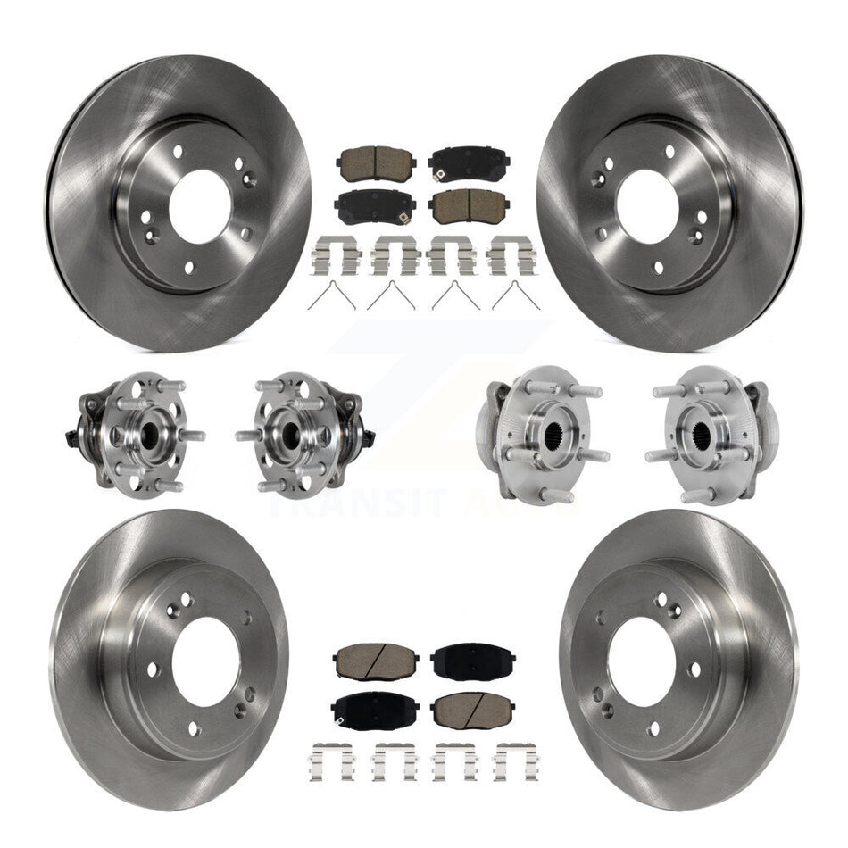 Front Rear Hub Bearings Disc Brake Rotors And Ceramic Pads Kit (10Pc) For Hyundai Kona KBB-131015