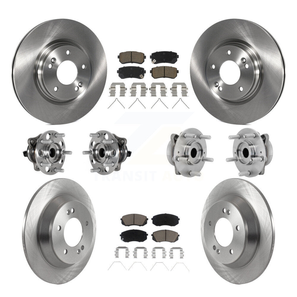 Front Rear Hub Bearings Disc Brake Rotors And Ceramic Pads Kit (10Pc) For Hyundai Kona KBB-131016