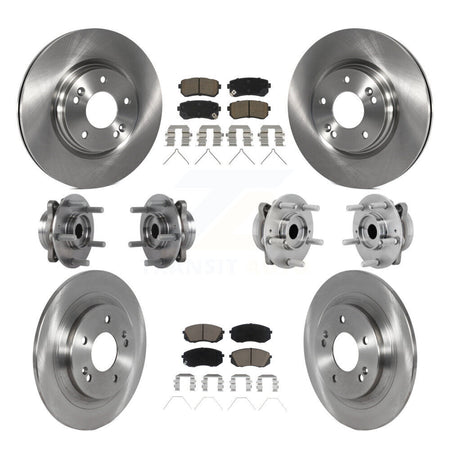 Front Rear Hub Bearings Disc Brake Rotors And Pads Kit (10Pc) For Hyundai Kona Kia Seltos KBB-131017