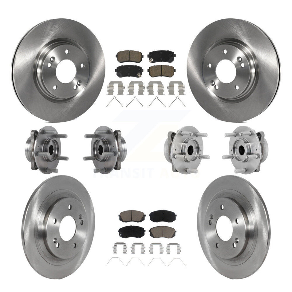 Front Rear Hub Bearings Disc Brake Rotors And Pads Kit (10Pc) For Hyundai Kona Kia Seltos KBB-131017